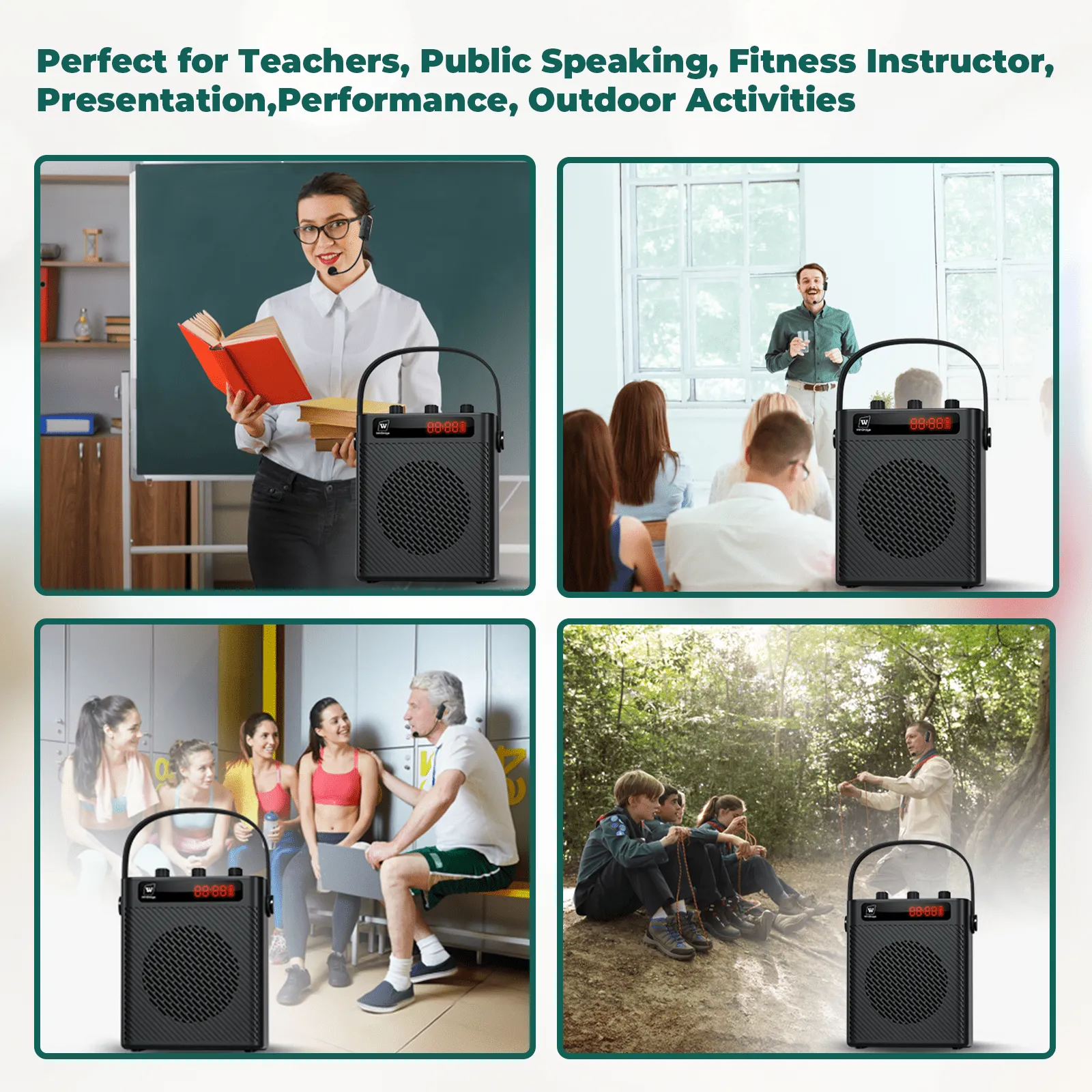 WinBridge S93 Voice Amplifier Wireless Microphone 30W Portable Lightweight Bluetooth 5.3 Mini Pa System for Teachers, 2900mAh Rechargeable Small Speaker with Headset Mic for Classroom, Speaking
