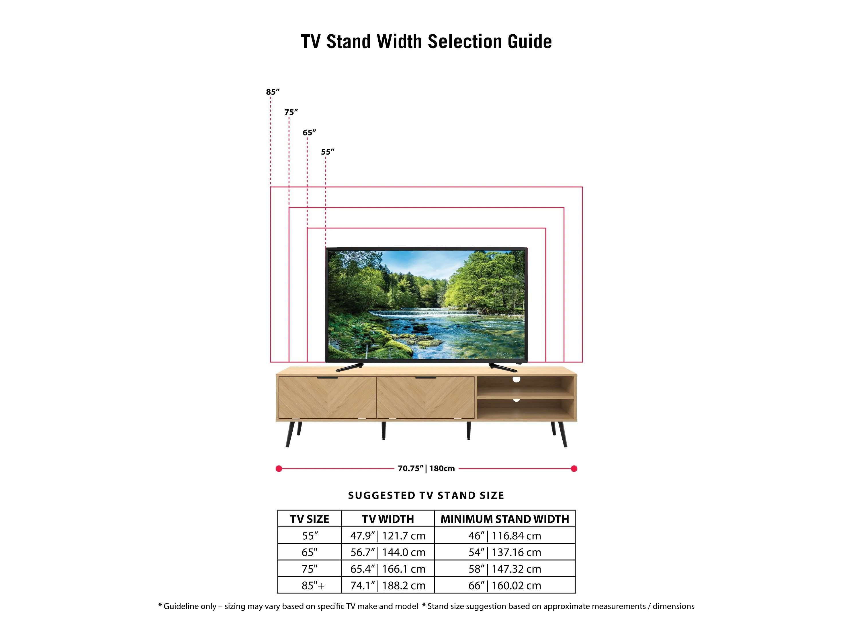 Wood TV Stand, TVs up to 85"