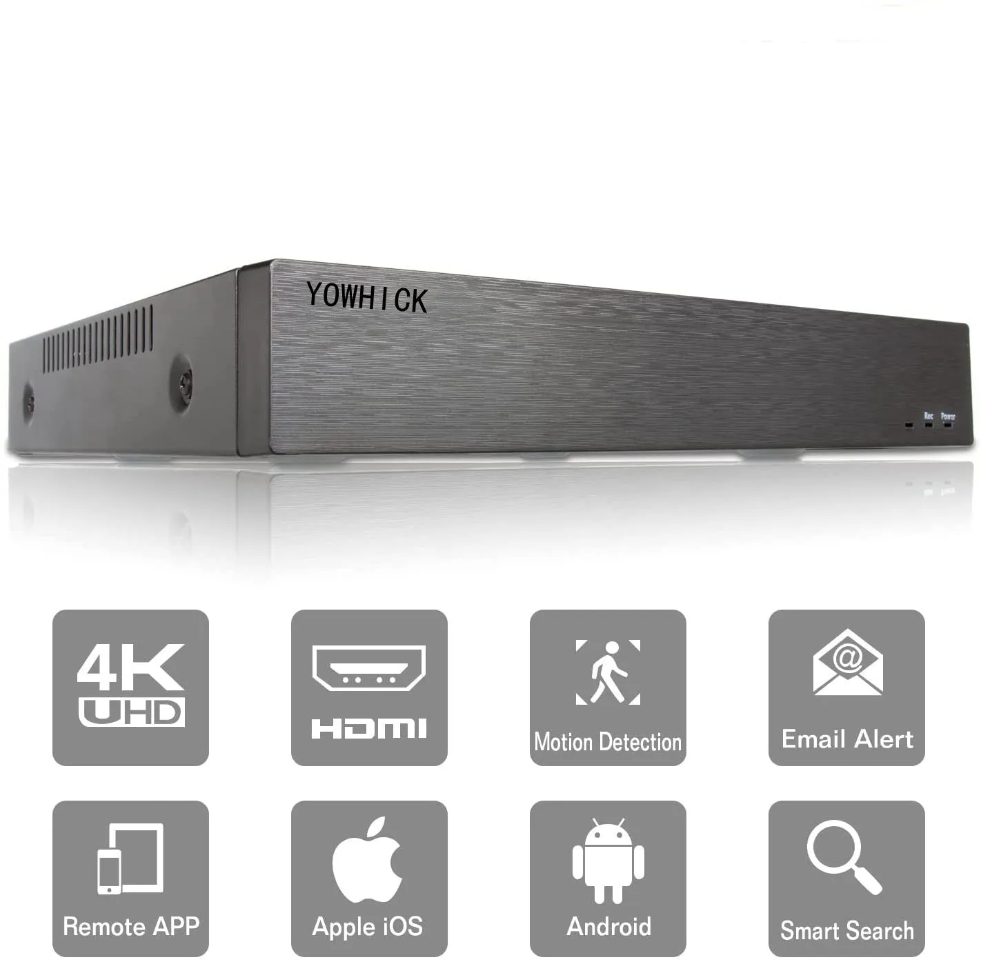 YOWHICK 8CH 5M-N/1080N Full High Definition Hybrid for AHD/TVI/CVI/Analog/Onvif IP DVR H.265 CCTV Video Recorder P2P Remote Phone Monitoring for Home Security Surveillance System Camera