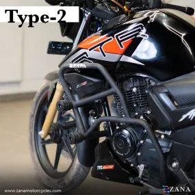 ZANA Crash Guard with Double Slider Type 2 Black for TVS APACHE RTR 160 / 180 / 200 (ZI-8378)