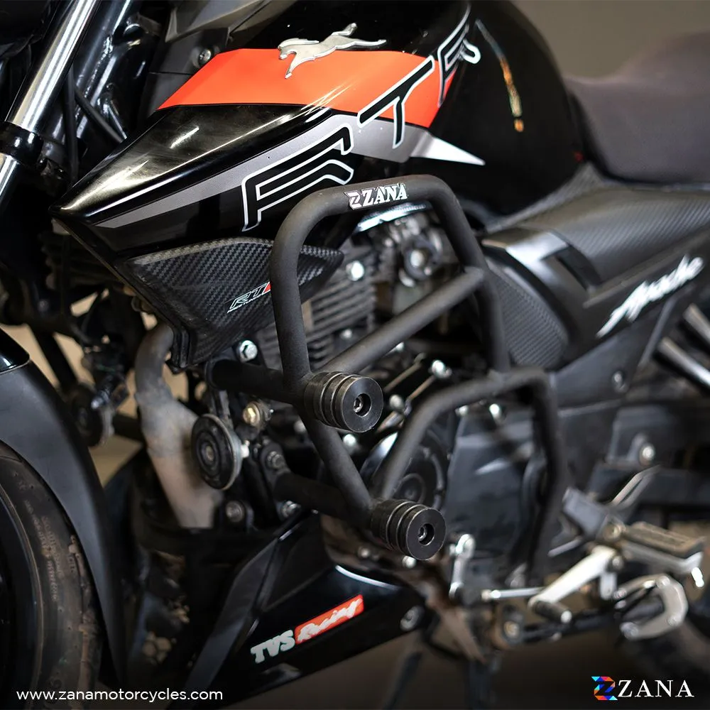 ZANA Crash Guard with Double Slider Type 2 Black for TVS APACHE RTR 160 / 180 / 200 (ZI-8378)